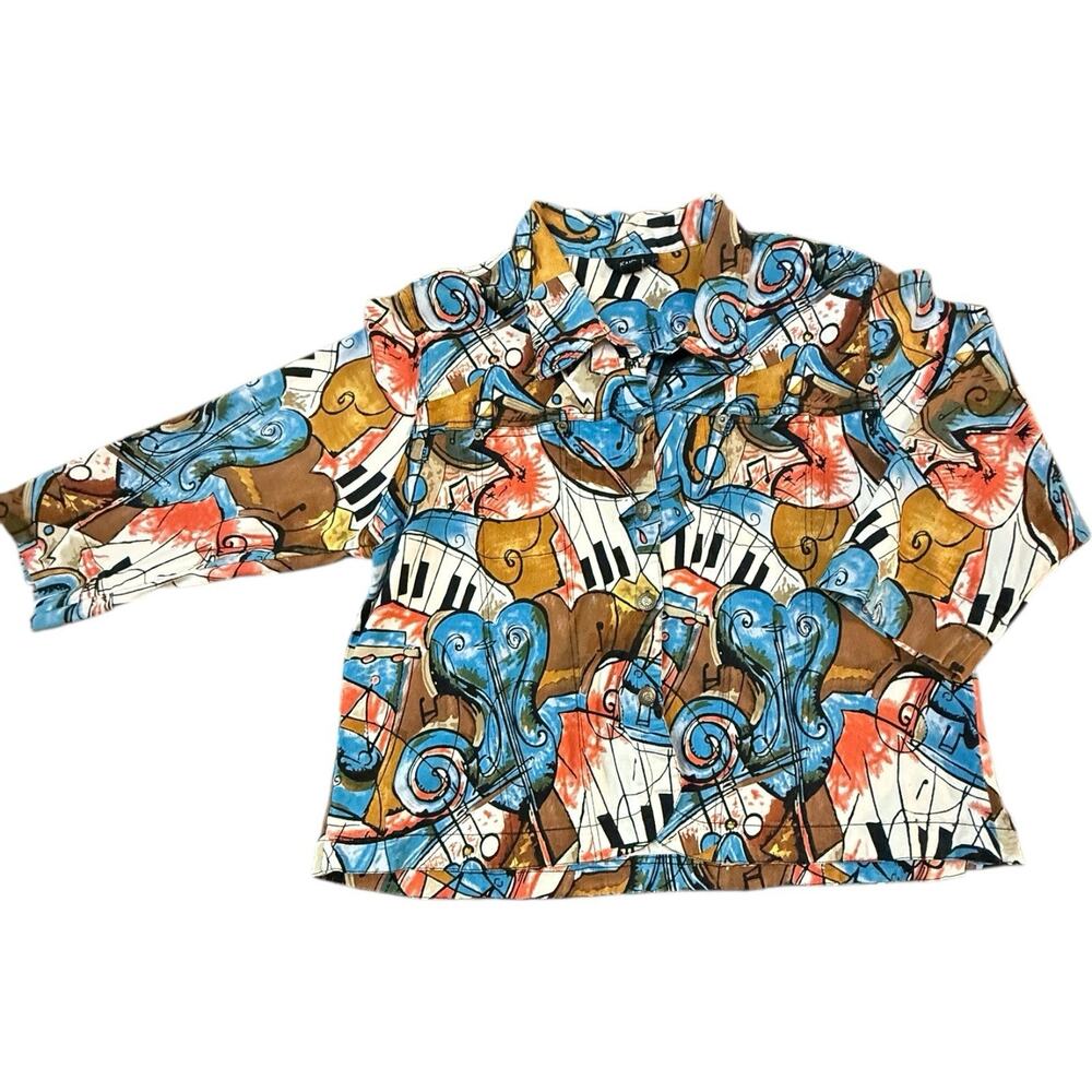 Vintage 90s Kaktus Music Piano Keys Abstract Jacket 1X
